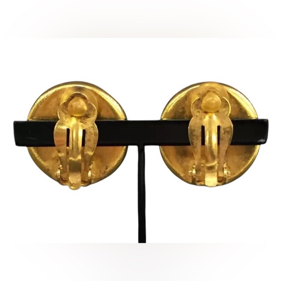 Chanel Coco Mark Colored Stone Oval Vintage Earrings RARE!!!! - Picture 4 of 6